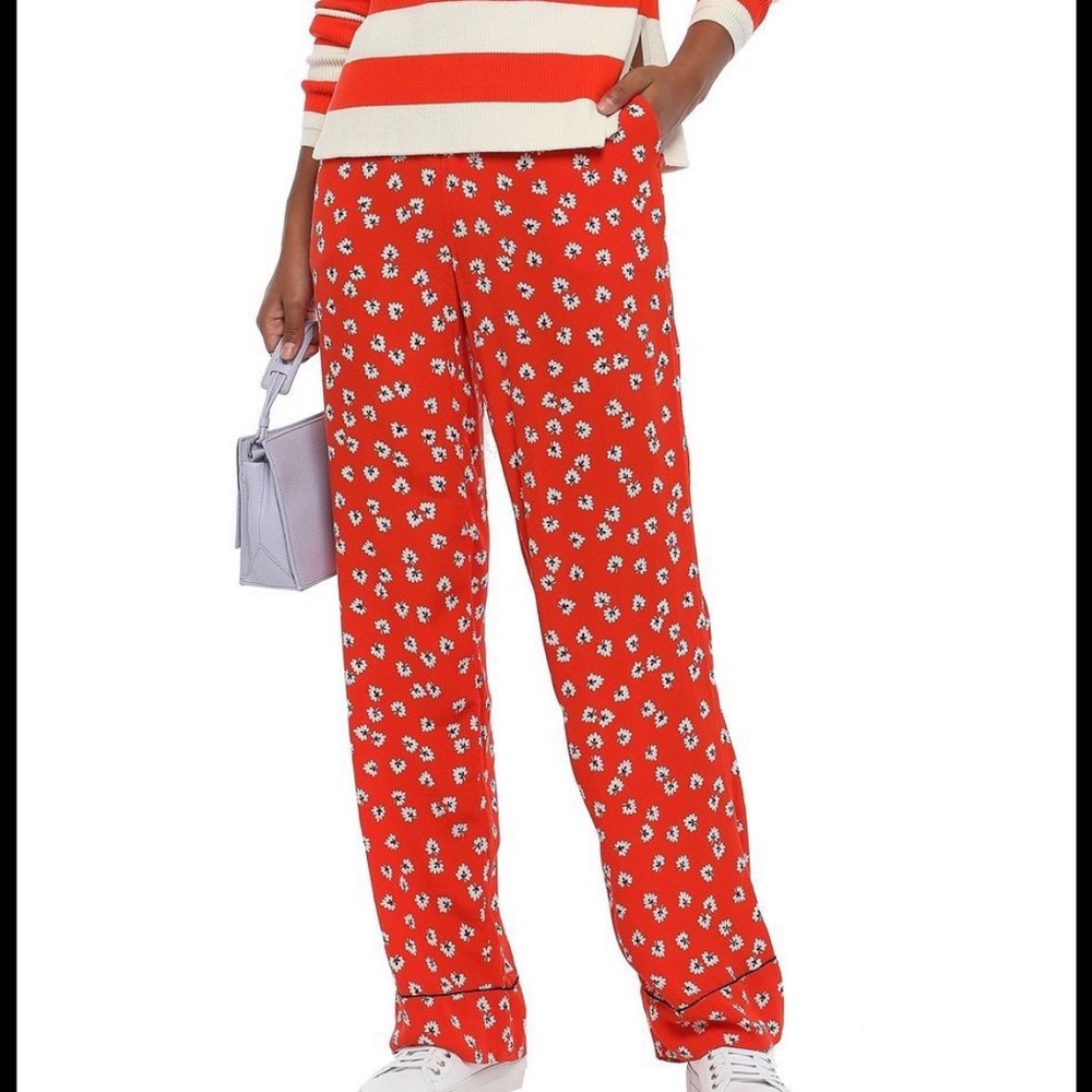 Ganni Red Palazzo pants with floral print